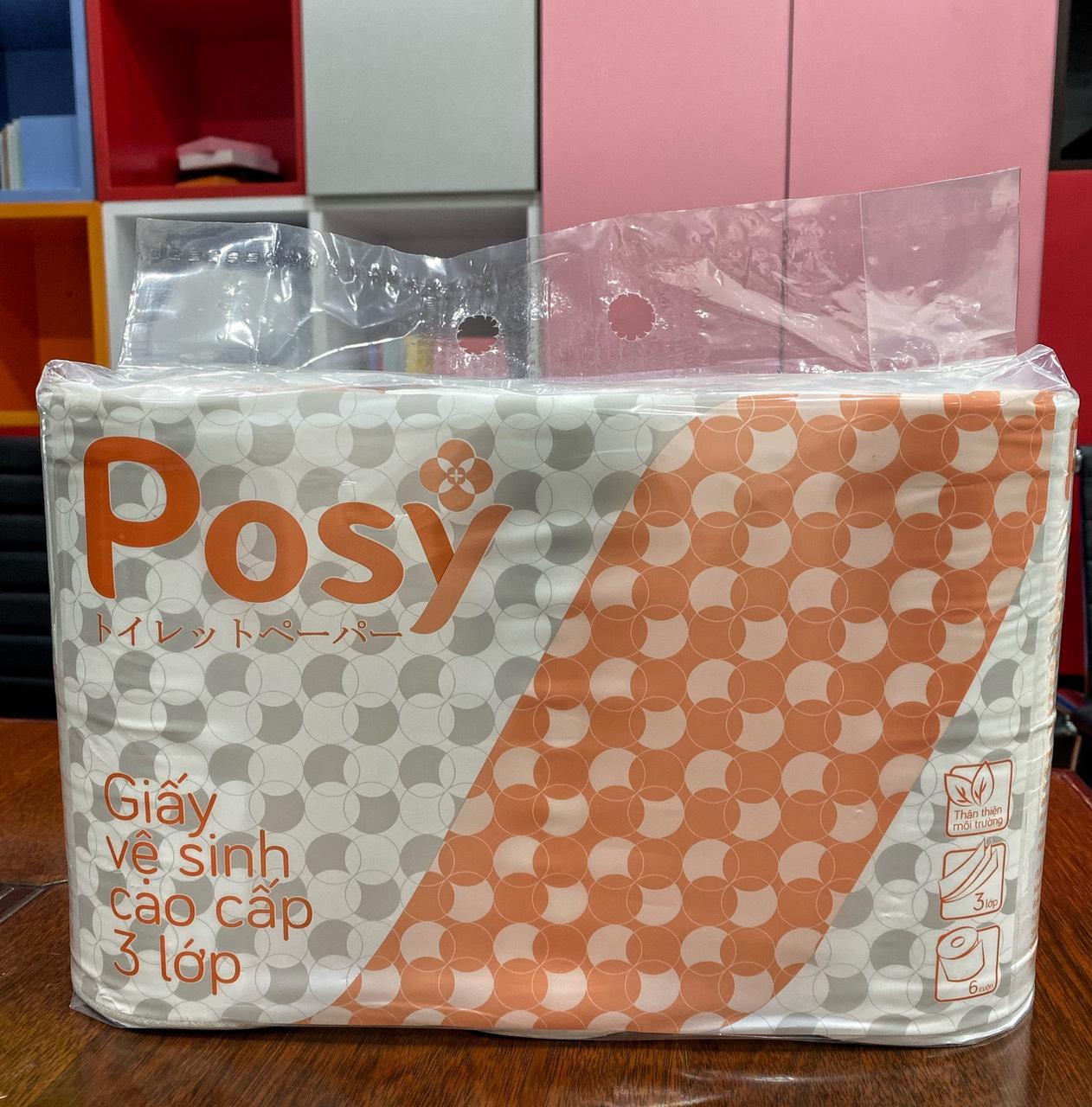 Giấy vệ sinh Posy Premium 3 lớp 6 cuộn/túi