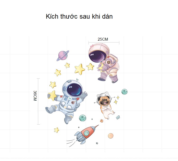 Decal dán tường PHI HÀNH GIA VÀ DOG - Trang trí phòng bé - THUTHAODECOR