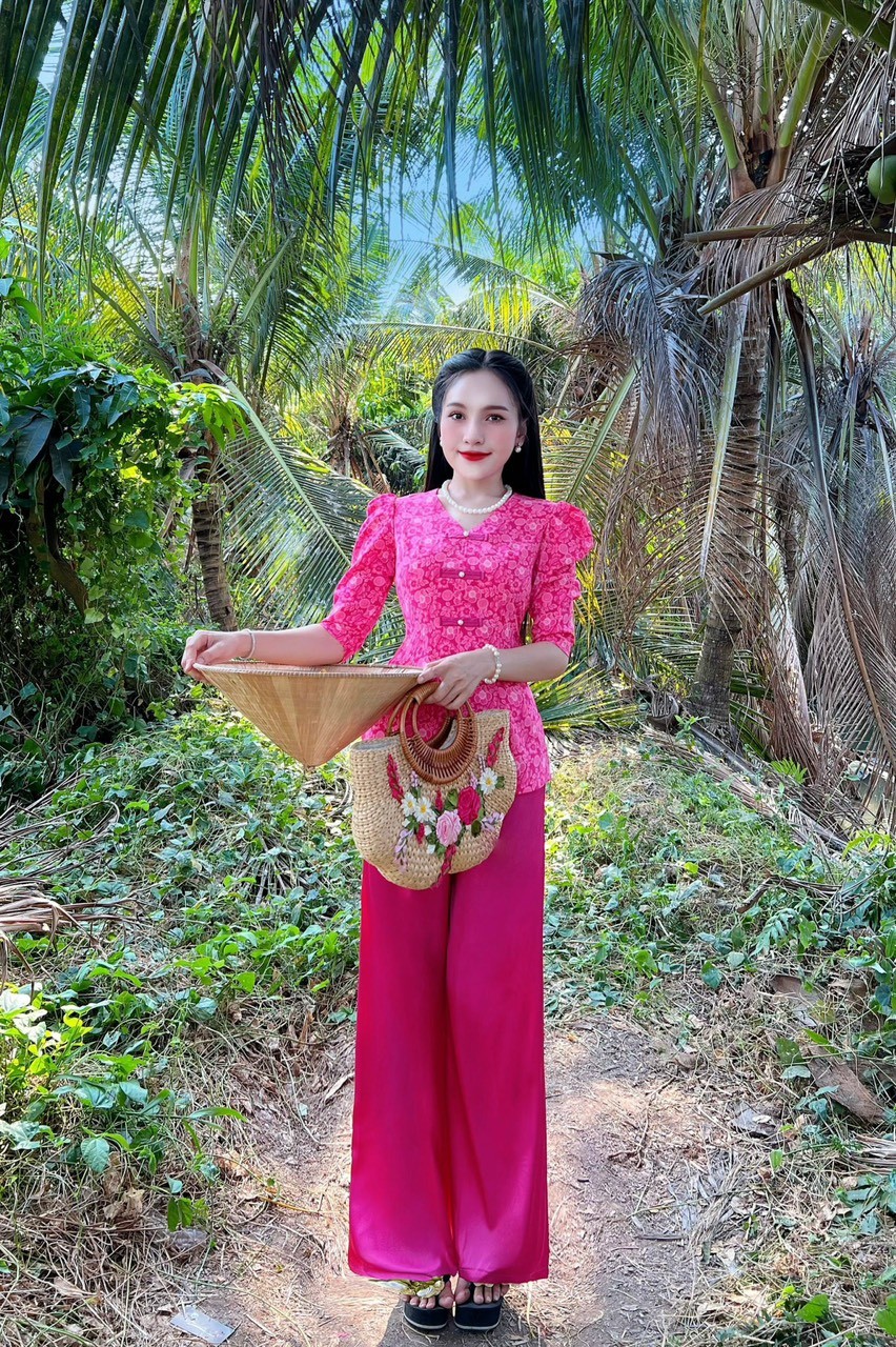 SÉT BỘ BÀ BA CỔ TIM TAY LỠ CHẤT LỤA MANGO CAO CẤP