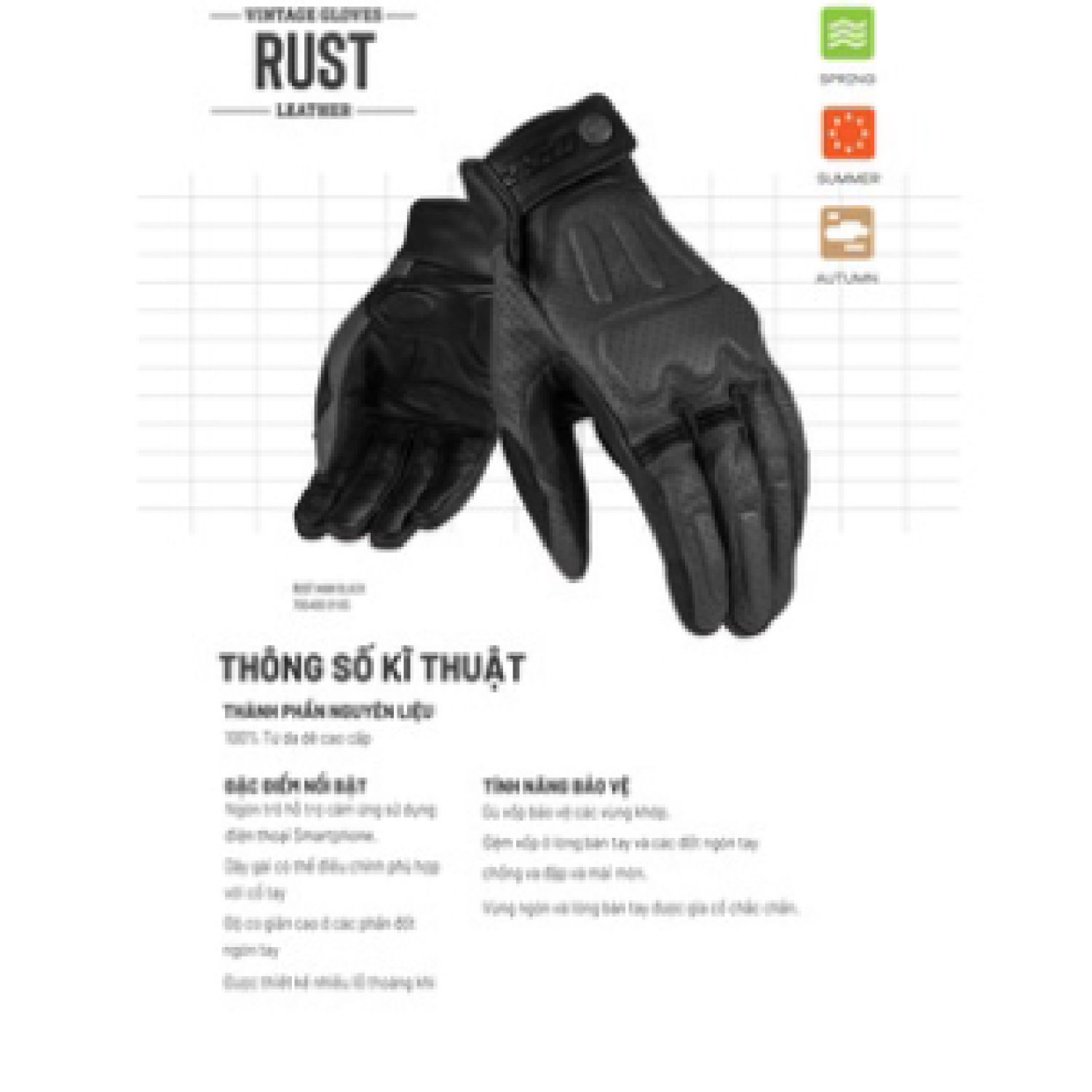 GĂNG TAY LS2 RUST MAN LEATHER DÀI NGÓN - GARA20
