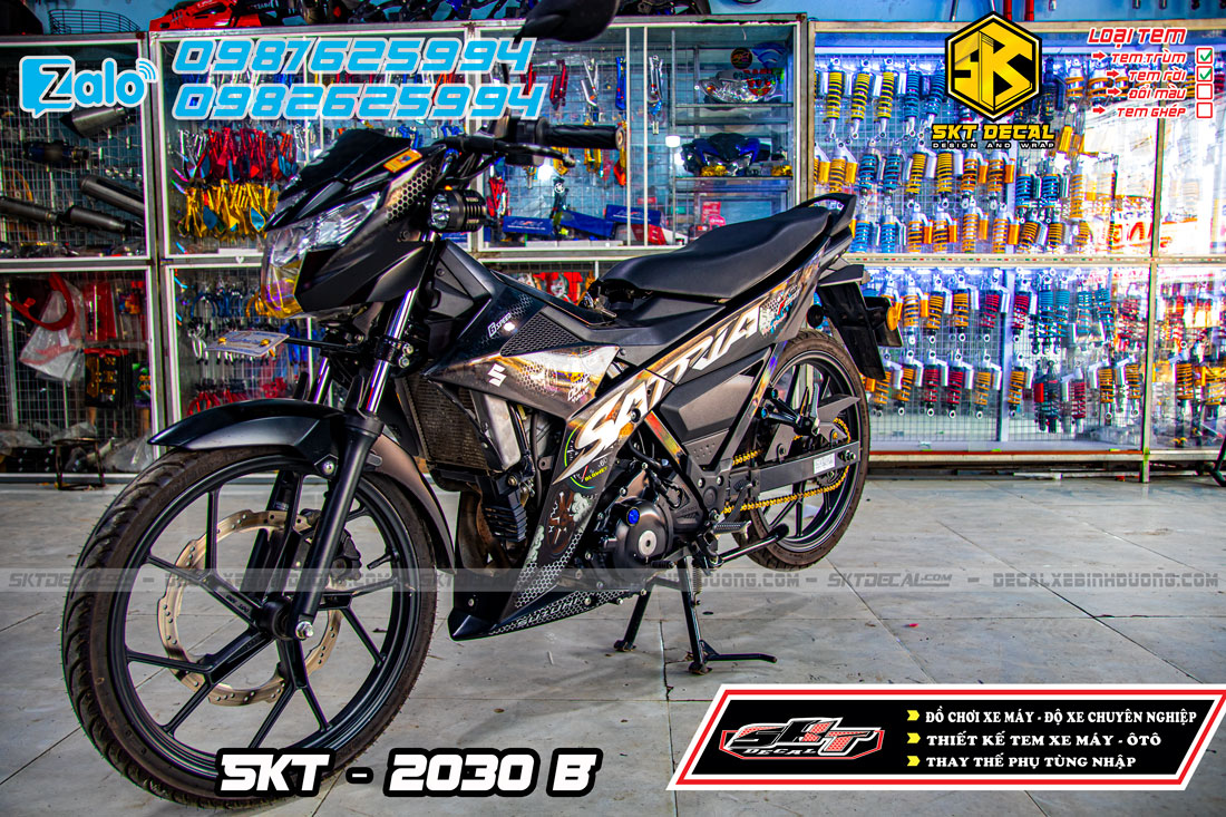 tem rời xe satria đen trắng tổ ong