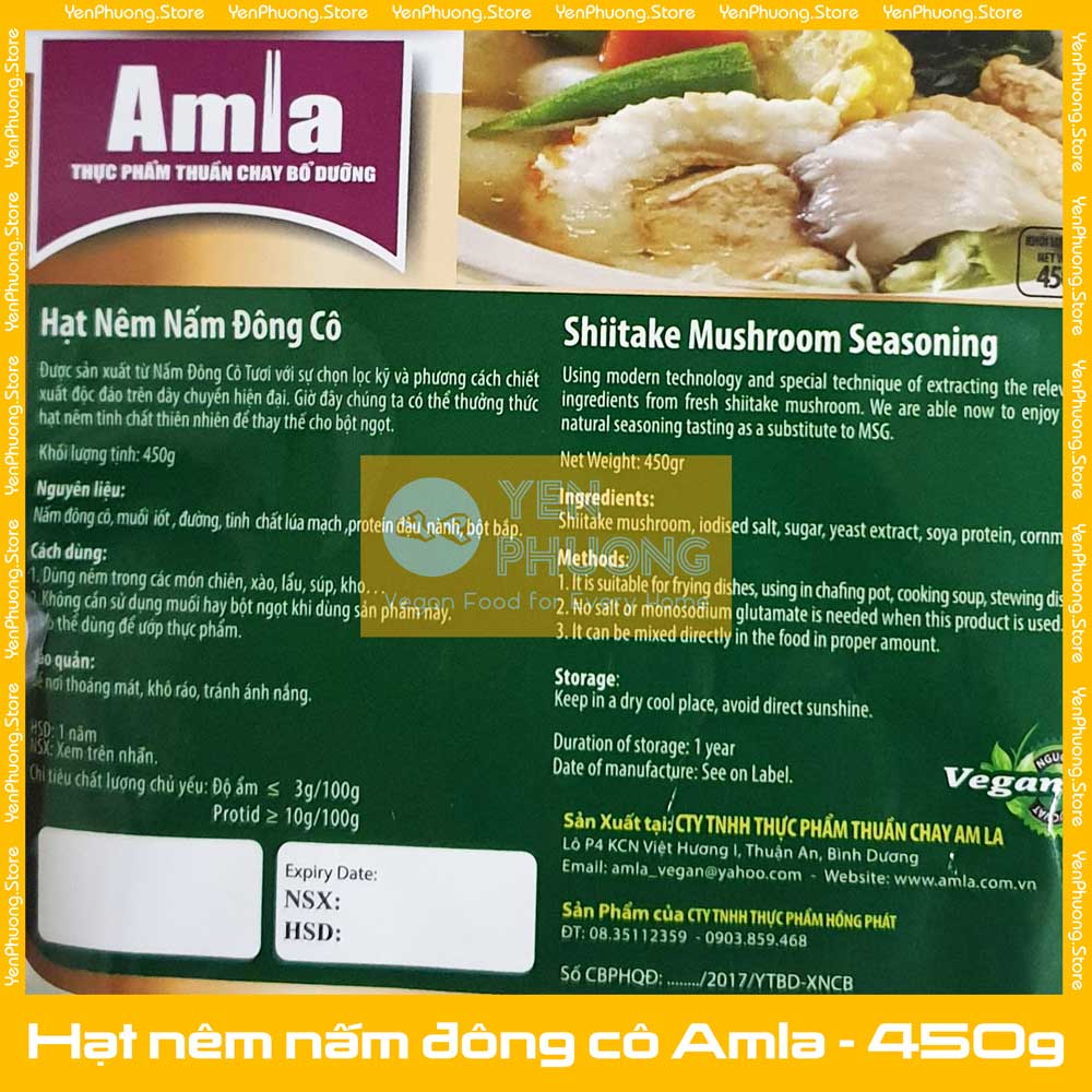 [YENPHUONG.STORE] Hạt nêm chay nấm Đông Cô Amla 450g