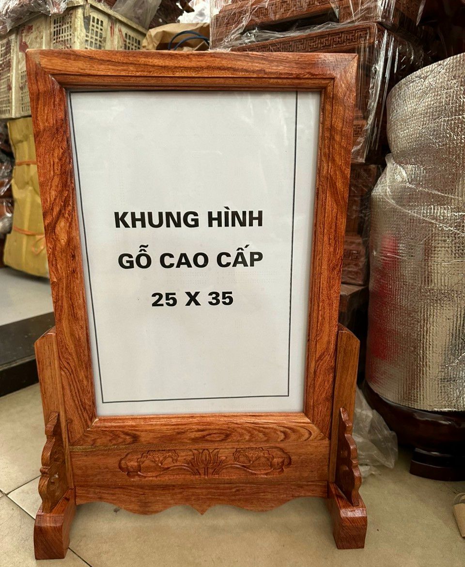 Khung ảnh thờ cao cấp, khung hình bàn thờ gỗ hương -Nhiều cỡ