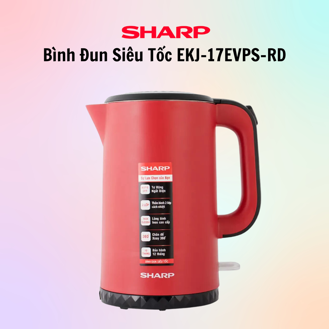 Bình đun siêu tốc sharp ekj-17evps-bk- hàng chính hãng