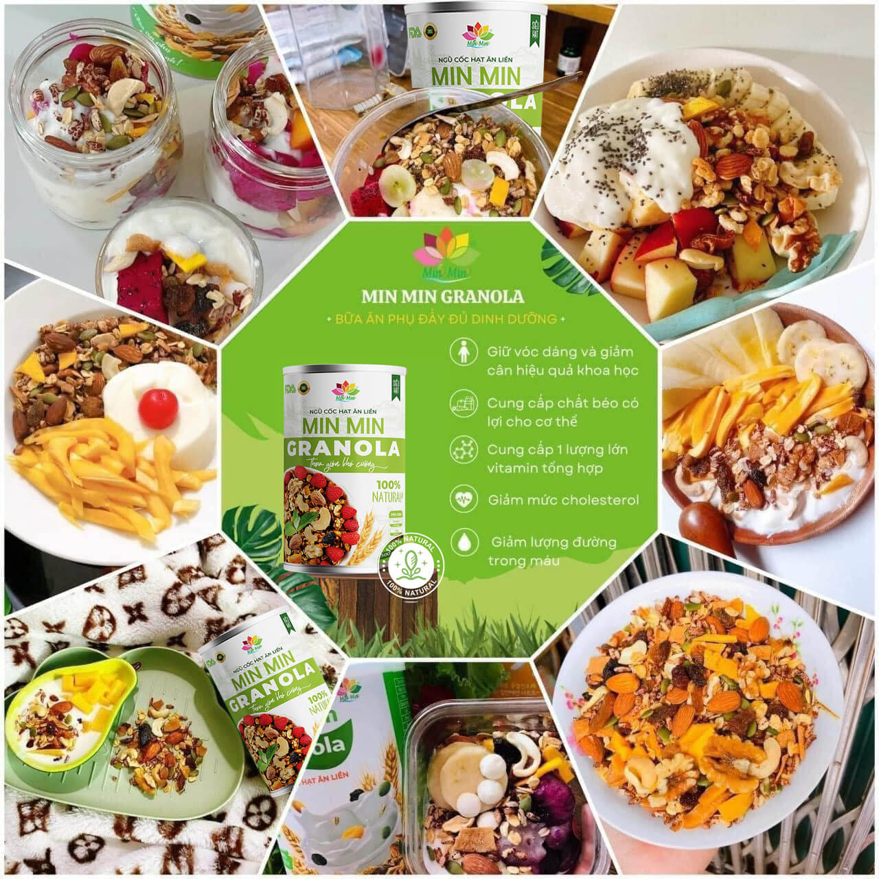 ngũ cốc hạt ăn liền min min minmin granola [hộp 500gram]