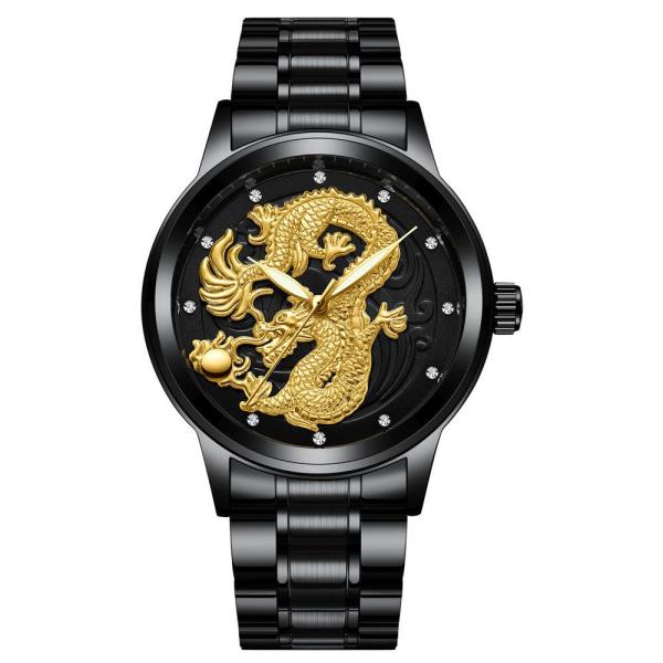 Đồng hồ thời trang nam dây thép mặt rồng FNGEEN PKHRFNG002 (đen) - Ngọa hổ tàng long