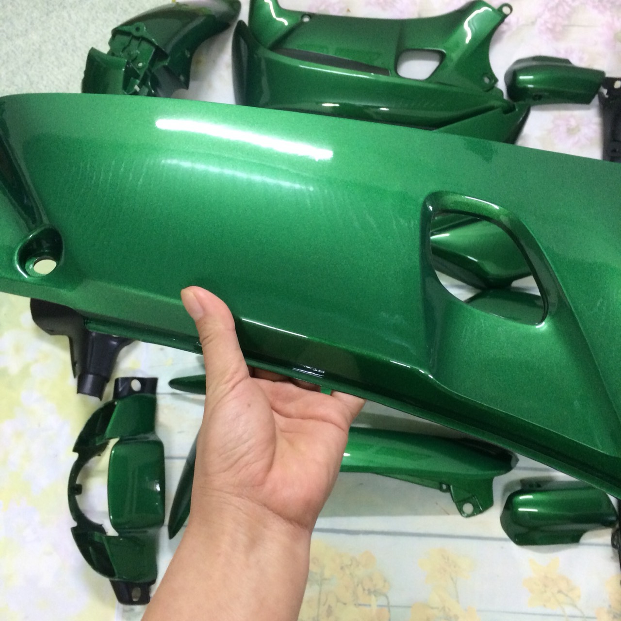 ( Tặng Tem ) Bộ vỏ nhựa - Dàn áo xe Wave thái ,wave  nhỏ 110 ,Wave Alpha  màu Xanh Ken - nhựa nguyên sinh ABS LOẠI 1