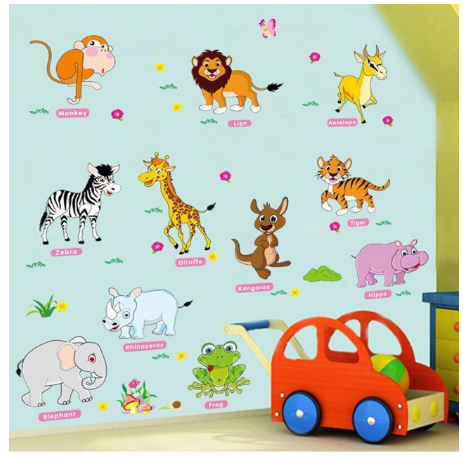 Decal dán tường Thú Tiếng Anh 2