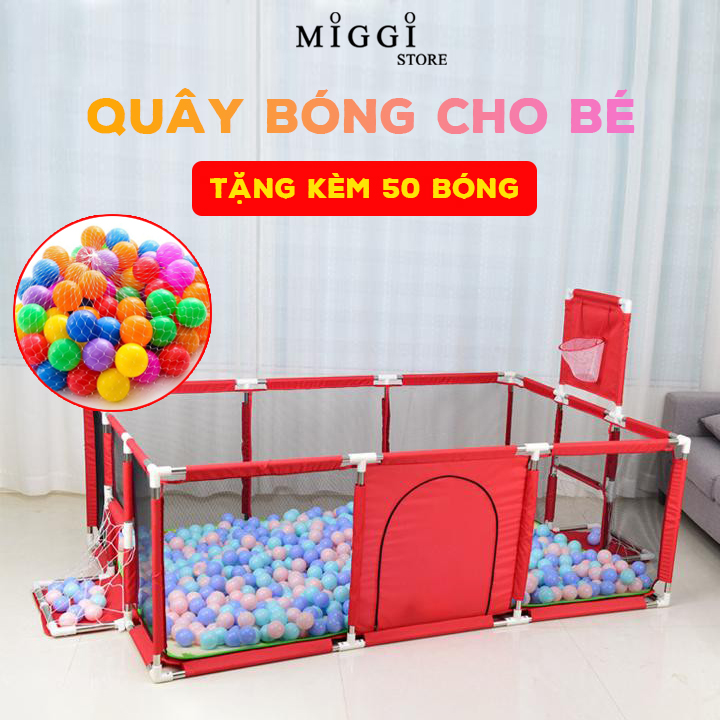 [TẶNG 50 BÓNG NHỰA] Quây bóng cho bé - Nhà bóng cho bé khung inox chữ nhật - Nhà banh cho bé - Lều bóng