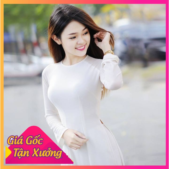 Áo Dài Trắng Học Sinh 2 Tà Lụa Nhật ( Kèm Quần)