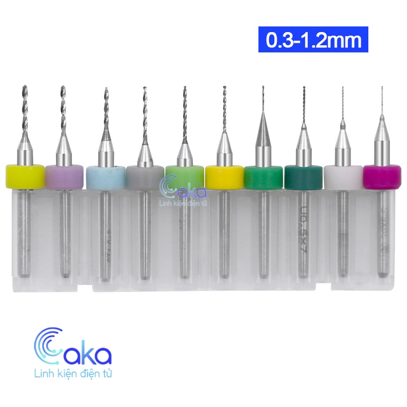 Bộ 10 mũi khoan cnc các loại từ 0.3-1.2mm chuôi 3.17mm