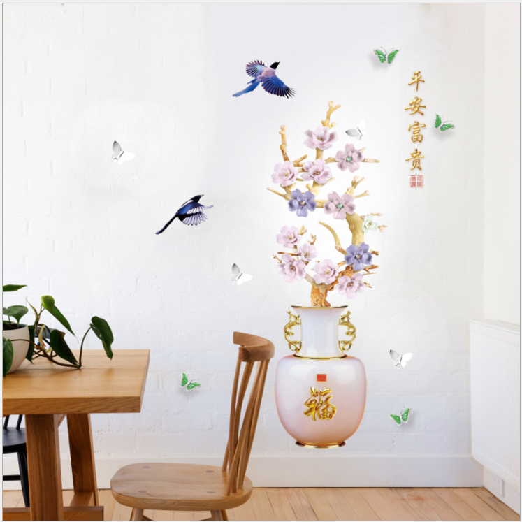 Decal trang trí tường - Chậu Hoa mẫu đơn đẳng cấp