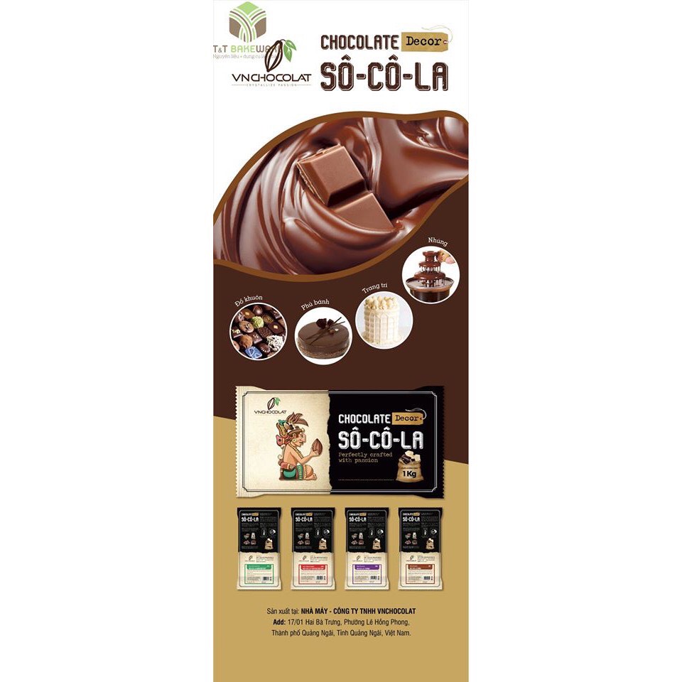 [Freeship + Quà Tặng 10k ]Socola tảng VnChocolat Decor 1kg