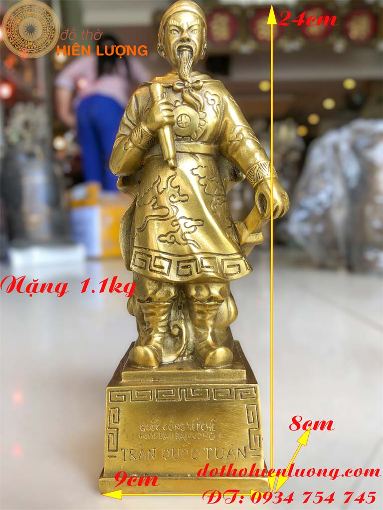 Tượng Trần Quốc Tuấn Bằng Đồng Vàng Cao 24cm Và 32cm