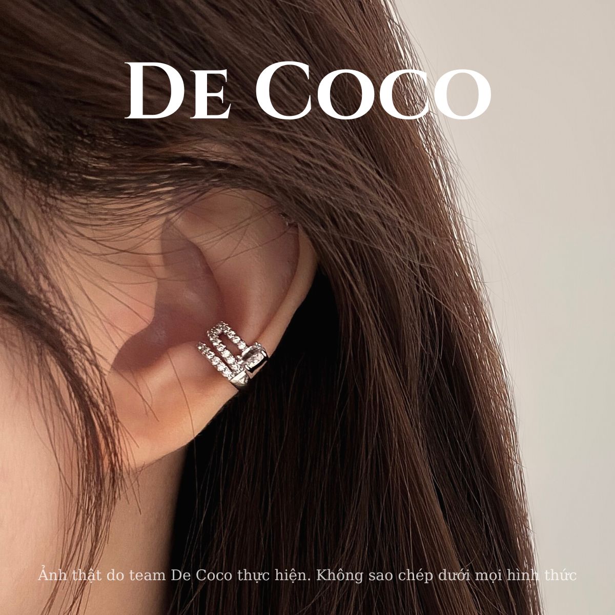 Khuyên tai kẹp vành đính đá Zena De Coco
