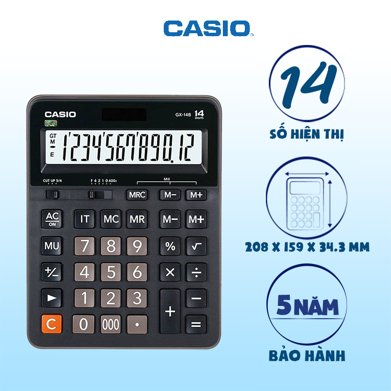 Máy Tính Casio GX-14B chính hãng, hiển thị 14 số, màn hình to rõ