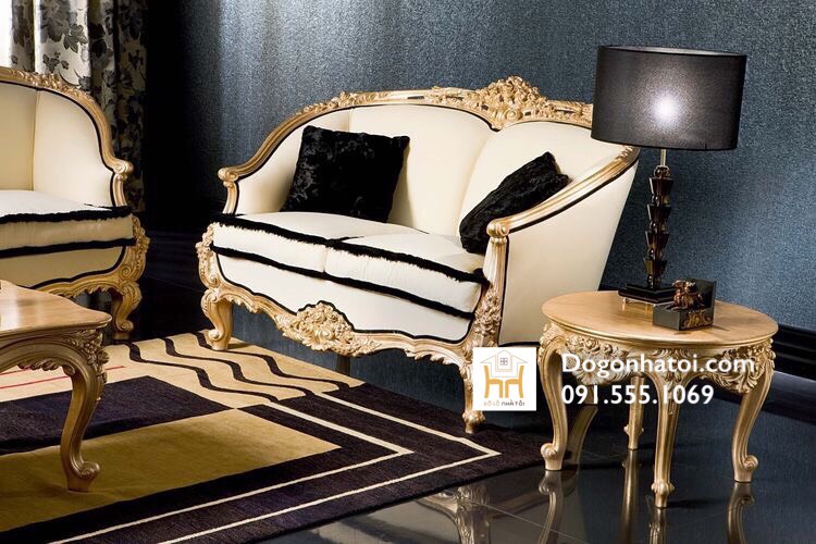 [HCM]Sofa Da Bò Phòng Khách Nhập Khẩu Cao Cấp Tân Cổ Điển SF415