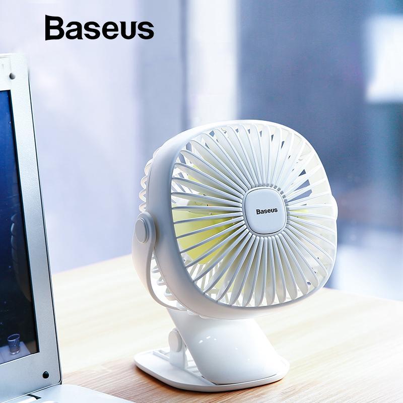 Quạt làm mát không khí mini Baseus thiết kế xoay 360 tích hợp đèn , có thể sạc lại thích hợp cho bàn làm việc