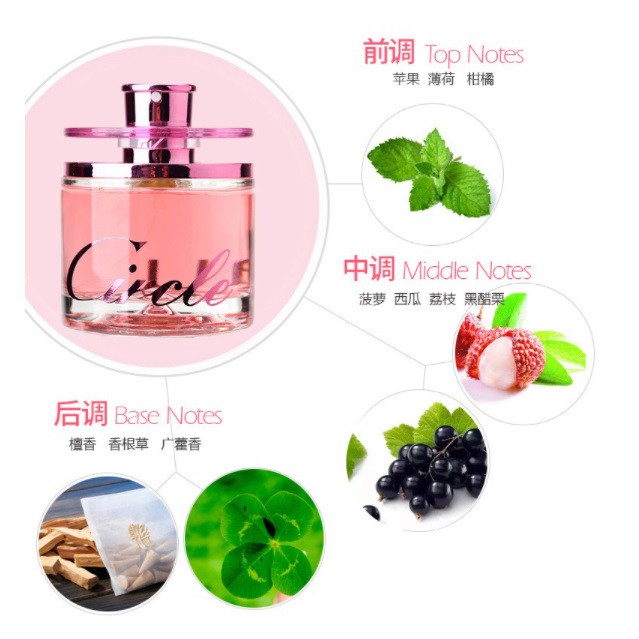 Nước hoa Circle 60ml Nước hoa nữ eau de Circle Vàng trắng và Hồng, Hương CỏThơm nhẹ lưu luyến và quyến rũ TI DO