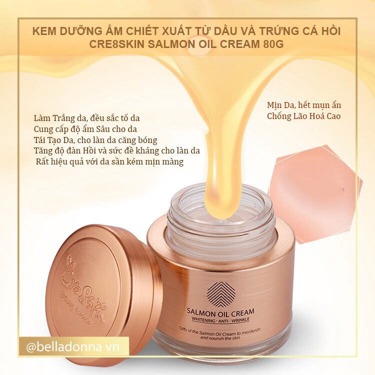 Kem Dưỡng Ẩm, Làm Trắng Da, Chống Lão Hóa Từ Dầu Và Trứng Cá Hồi CRE8SKIN Salmon Oil Cream 80g