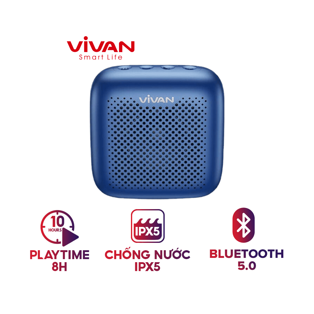 [SĂN VOUCHER 7%] Loa Bluetooth 5.0 VIVAN VS1 Chống Nước IPX5 Công Suất 5W Siêu Nhỏ Gọn Pin 1800mAh Playtime Đến 10H - BẢO HÀNH CHÍNH HÃNG 1 ĐỔI 1