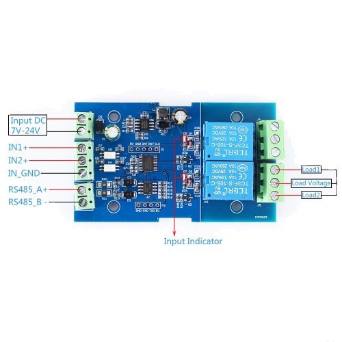 Module 2 relay điều khiển qua RS485 (MODBUS RTU)-TH348