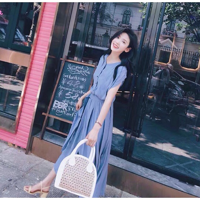 Đầm tay con kèm belt 2 màu