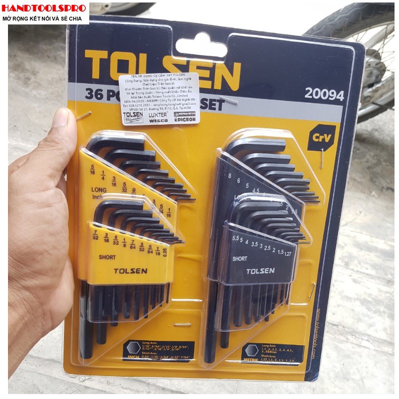 Bộ 36 lục giác hệ met - inch tolsen 20094