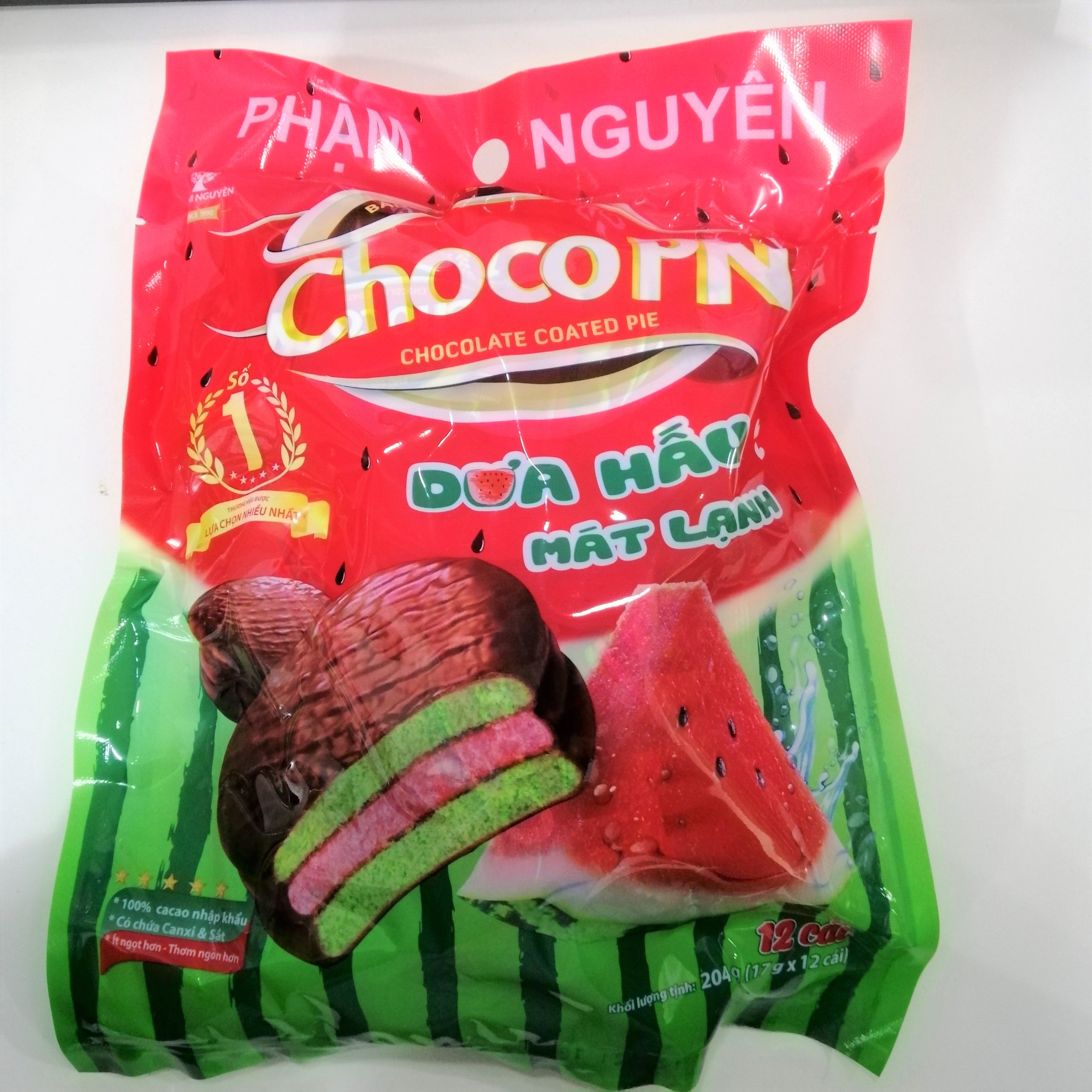 Bánh Phủ Sôcôla Choco Phạm Nguyên Dưa Hấu (Gói 204g)