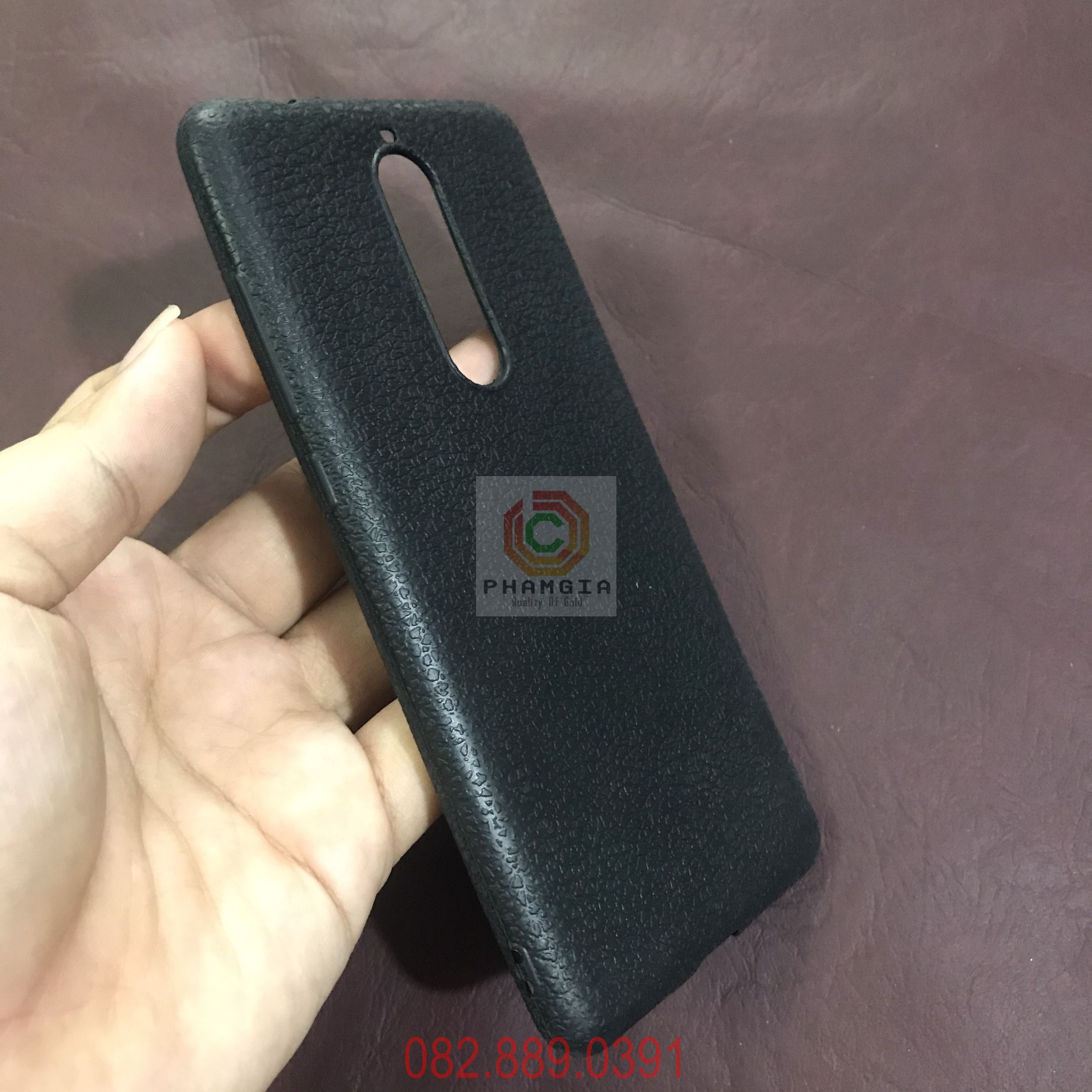 Ốp lưng Nokia 5.1 dẻo đen giả da siêu bền