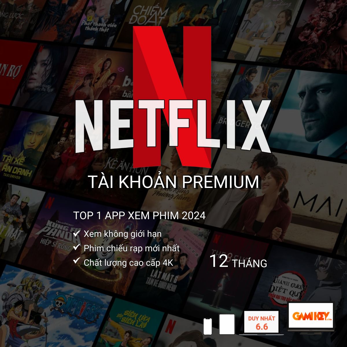 Tài khoản Netflix Premium VIP xem phim liên tục không lỗi | Evoucher Gamikey