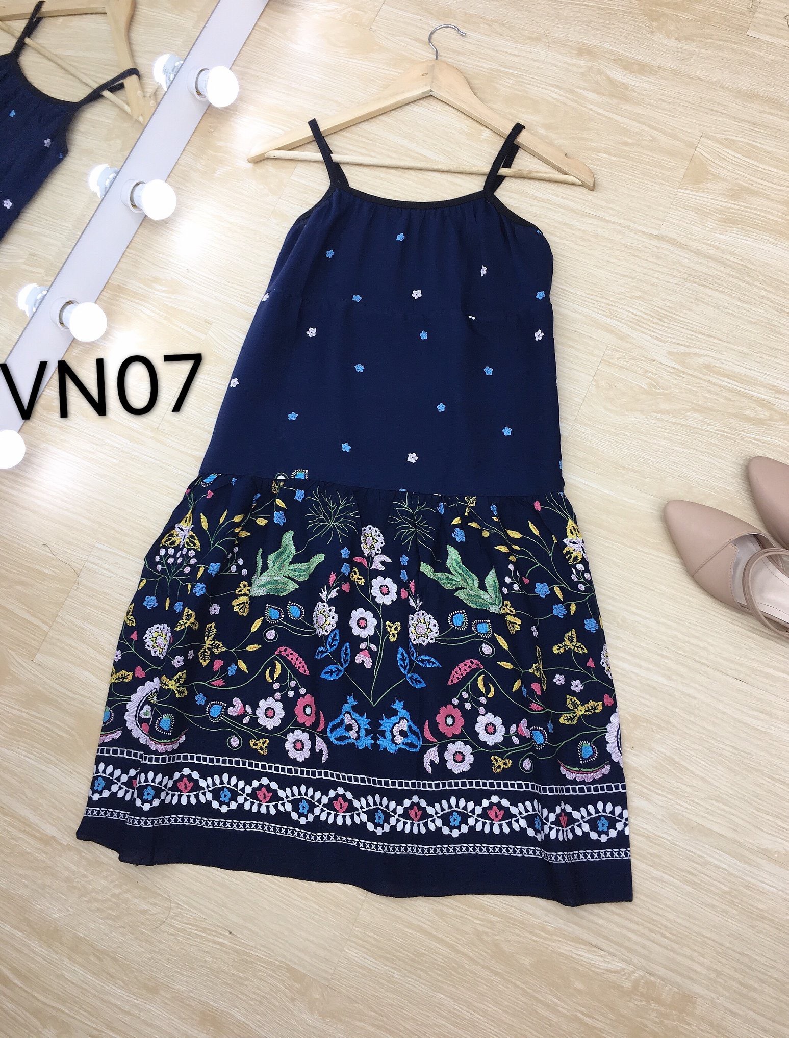 Váy bầu ngủ - váy ngủ lanh 2 dây chất lanh mềm mát