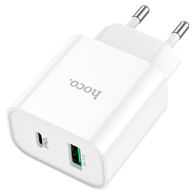Củ sạc nhanh PD20W Hoco C80A Plus cổng Type-C / USB hỗ trợ QC3.0 chân tròn