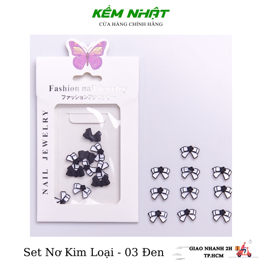 Set nơ kim loại trang trí móng
