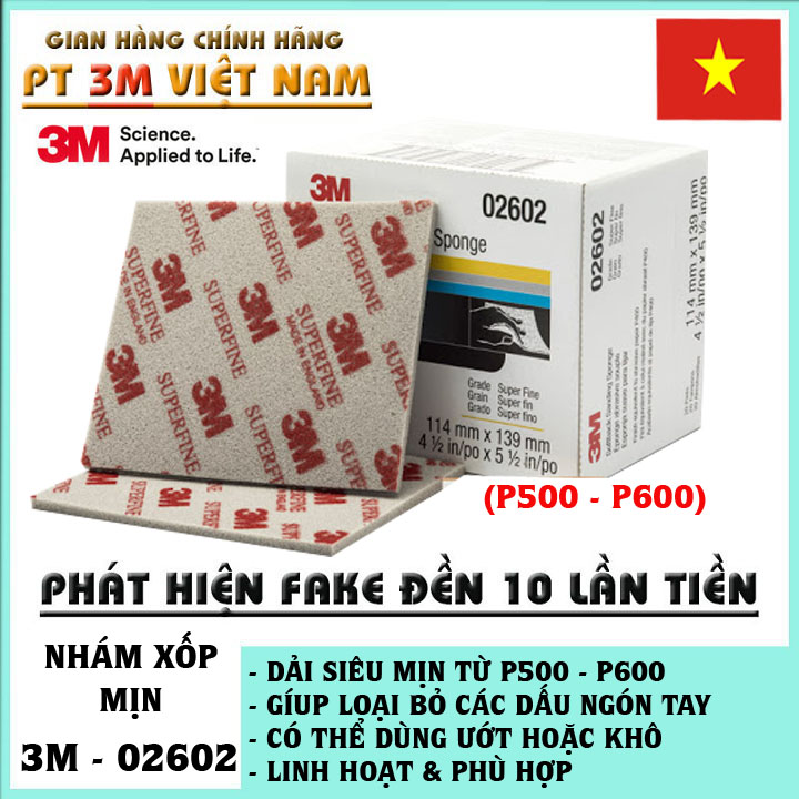 Nhám Xốp Mịn 3M 02602 SuperFine Softback Sanding Sponge (P500-P600)