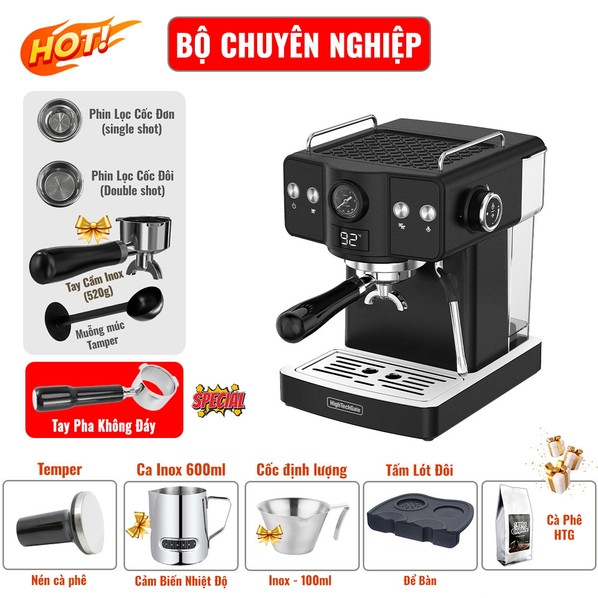 CF05-Plus Espresso Coffee Maker with Precise PID Heat Control, Automatic, Mini Compact Home Use, Office, Genuine