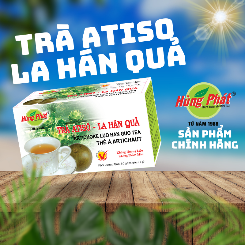 Trà Atiso La Hán Quả Hỗ Trợ Thanh Lọc Giải Nhiệt Cơ Thể Hộp 25 Gói - Thương hiệu Hùng Phát