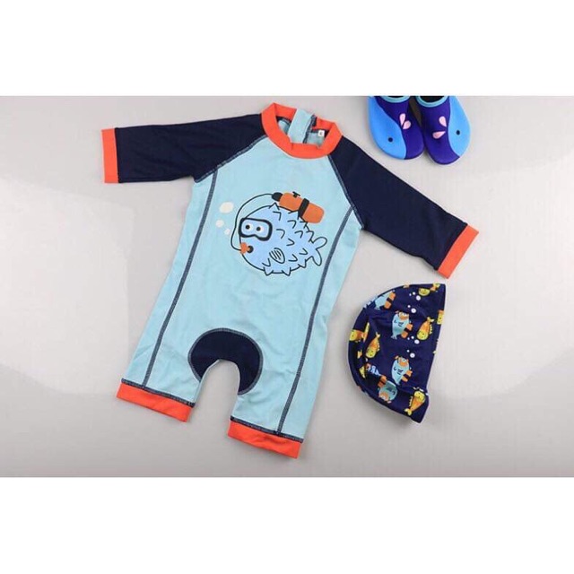 Đồ bơi cho bé, set đồ bơi cho bé kèm mũ