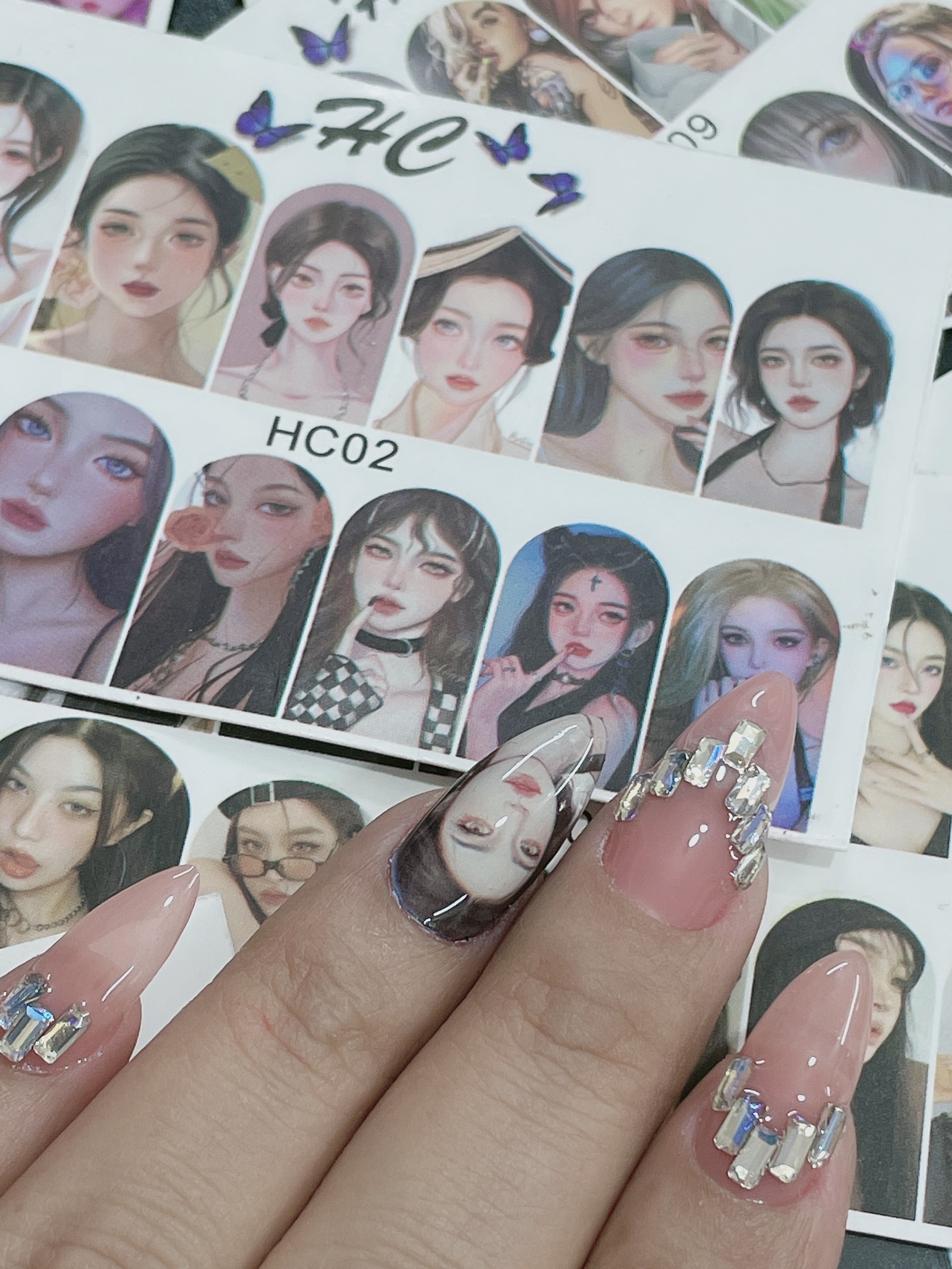 sticker 3d mẫu cô gái dán móng tay nail