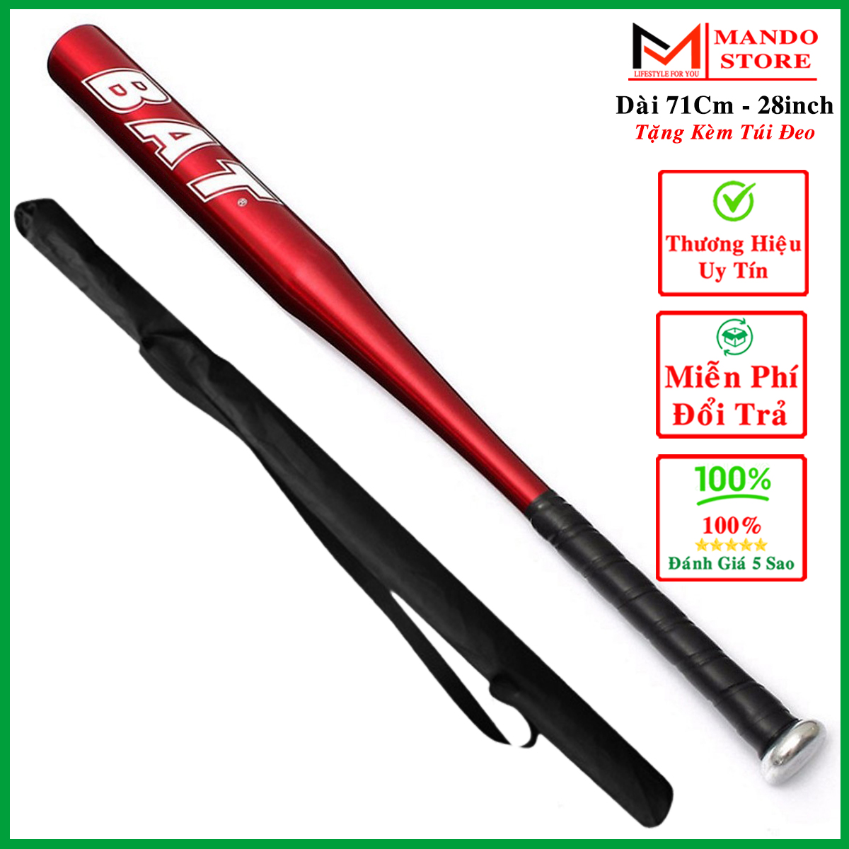 Gậy Bóng Chày Màu Đỏ Dài 71 Cm (28 inchs) Hợp Kim Thép Cao Cấp – Tặng Kèm Túi Đựng Gậy Bóng Chày Chuyên Dụng Amalife