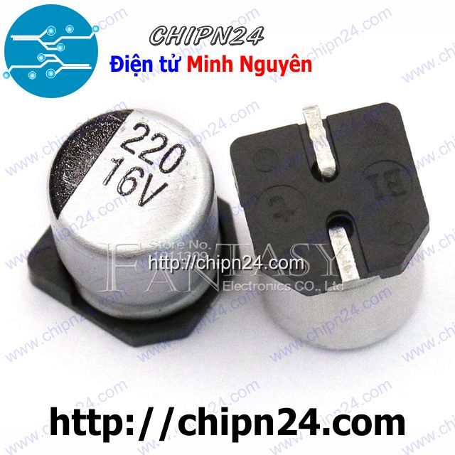 Tụ nhôm 220uf 16v 6.3x7.7mm