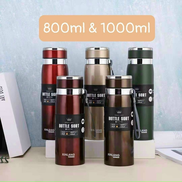 Bình giữ nhiệt inox1000ml cao cấp có dây xách