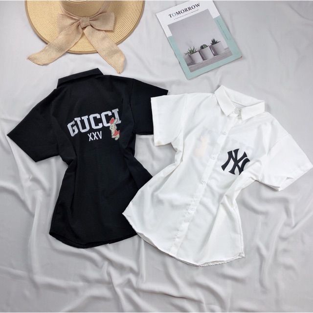 Áo sơ mi ngắn in logo đẹp xinh ☘️☘️