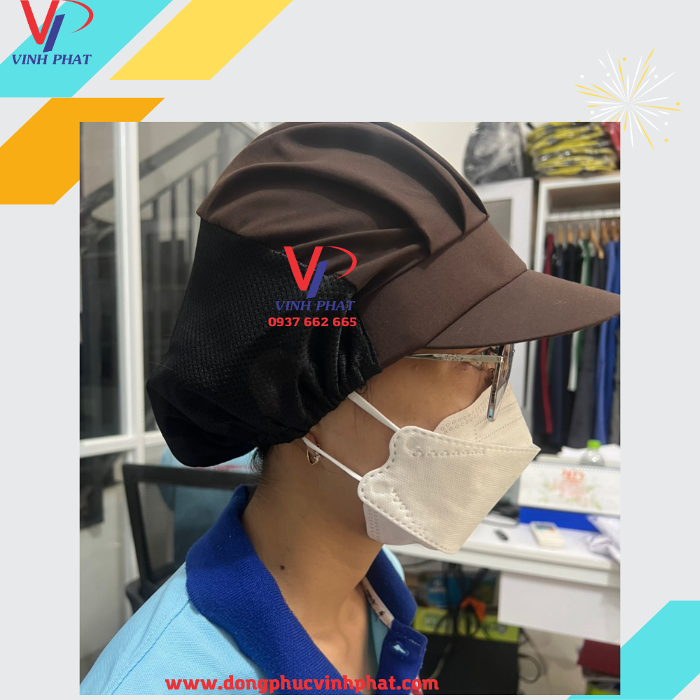Nón vải lưới trùm tóc màu xanh công nhân chế biến - mũ trùm tóc công nhân bảo hộ - shop vĩnh phát