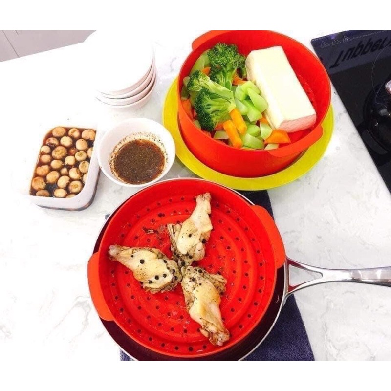 Xửng hấp Tupperware 2 tầng, đế tre chống cháy