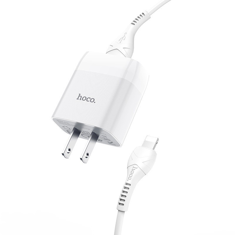 Bộ Cóc Sạc Nhanh Hoco C72 2.1A Cổng Lightning Có Dây