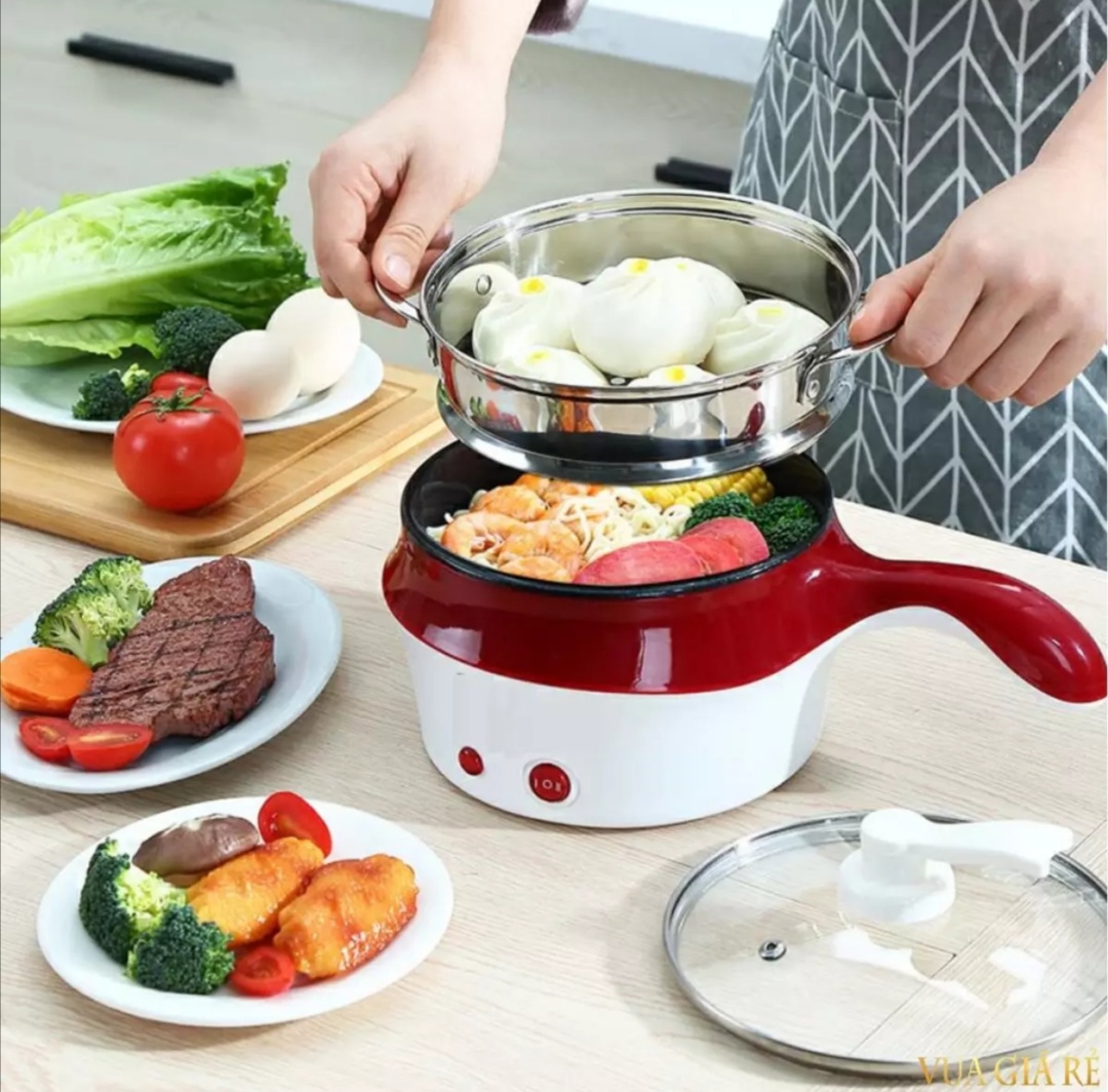 Nồi lẩu - nồi lẩu điện đa năng 2 tầng - nồi lẩu đa năng kiểu dáng thông minh và hiện đại - nổi lẩu đa năng - nồi lẩu điện -. nồi lẩu gia đình - nồi - nồi lẩu điện gia đình 1000w đáy inox 304- bảo hành 6 tháng