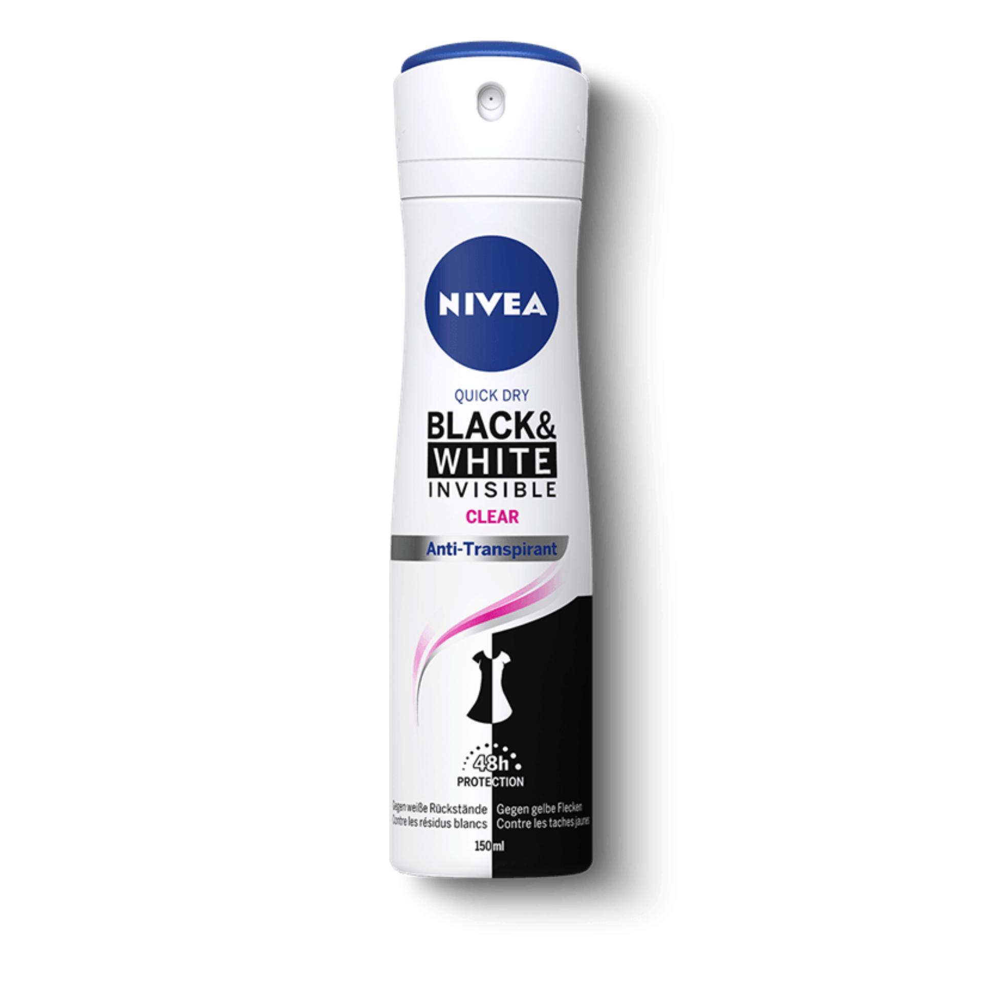Xịt khử mùi Nivea Invisible for Black & White 48h  150ml - Đức