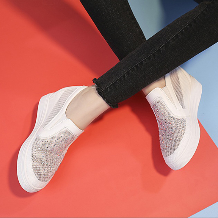 [HCM]Giày slip on độn lưới V6 S294 giày độn đế cao 6cm êm chân không đau thoải mái khi đi lại