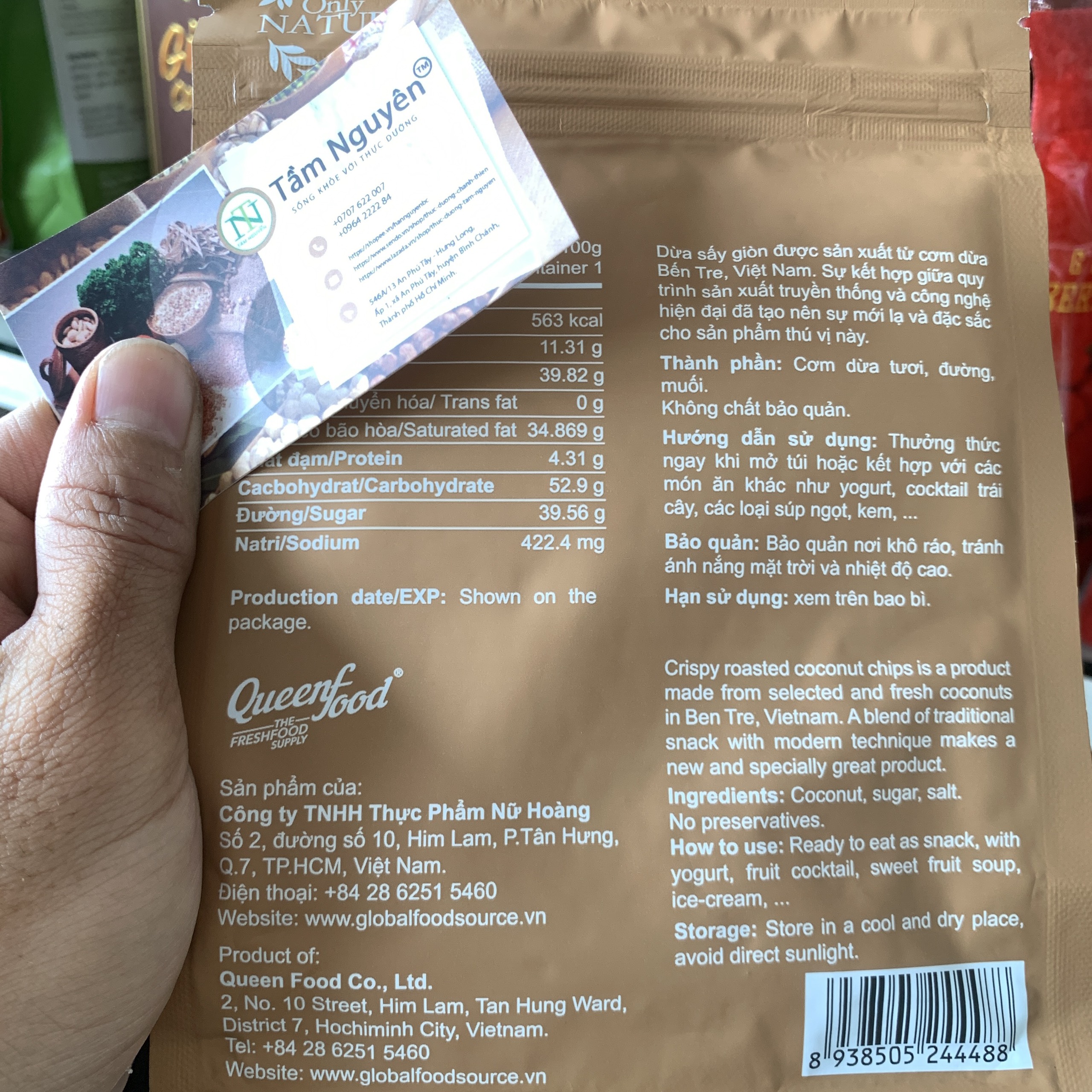 Dừa sấy giòn COCONUT CHIPS Túi (100g)-HÀNG CÔNG TY
